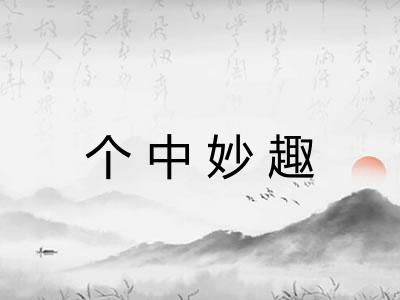 个中妙趣