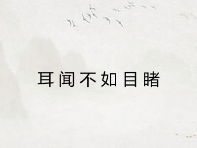 耳闻不如目睹
