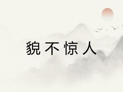 貌不惊人