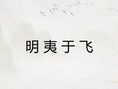明夷于飞