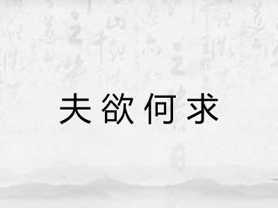 夫欲何求