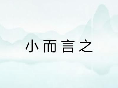 小而言之