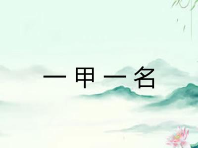 一甲一名