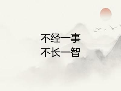 不经一事不长一智