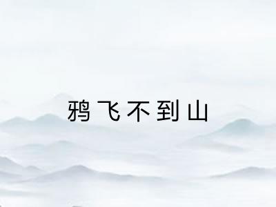 鸦飞不到山