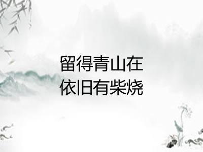 留得青山在依旧有柴烧