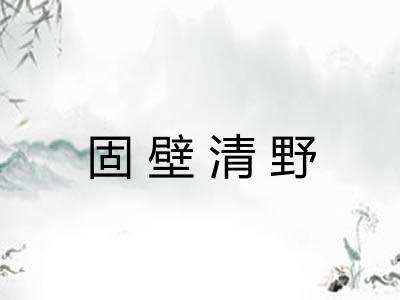 固壁清野