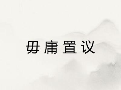 毋庸置议