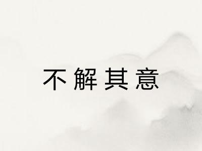 不解其意
