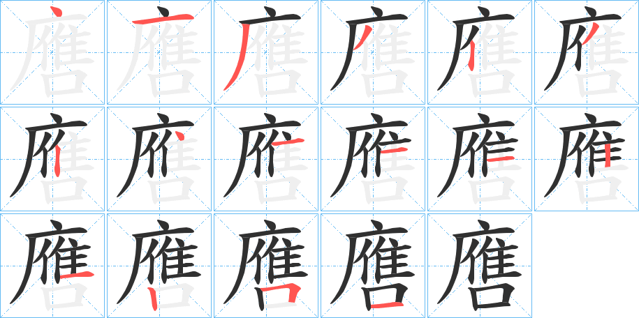噟的笔顺分步演示图